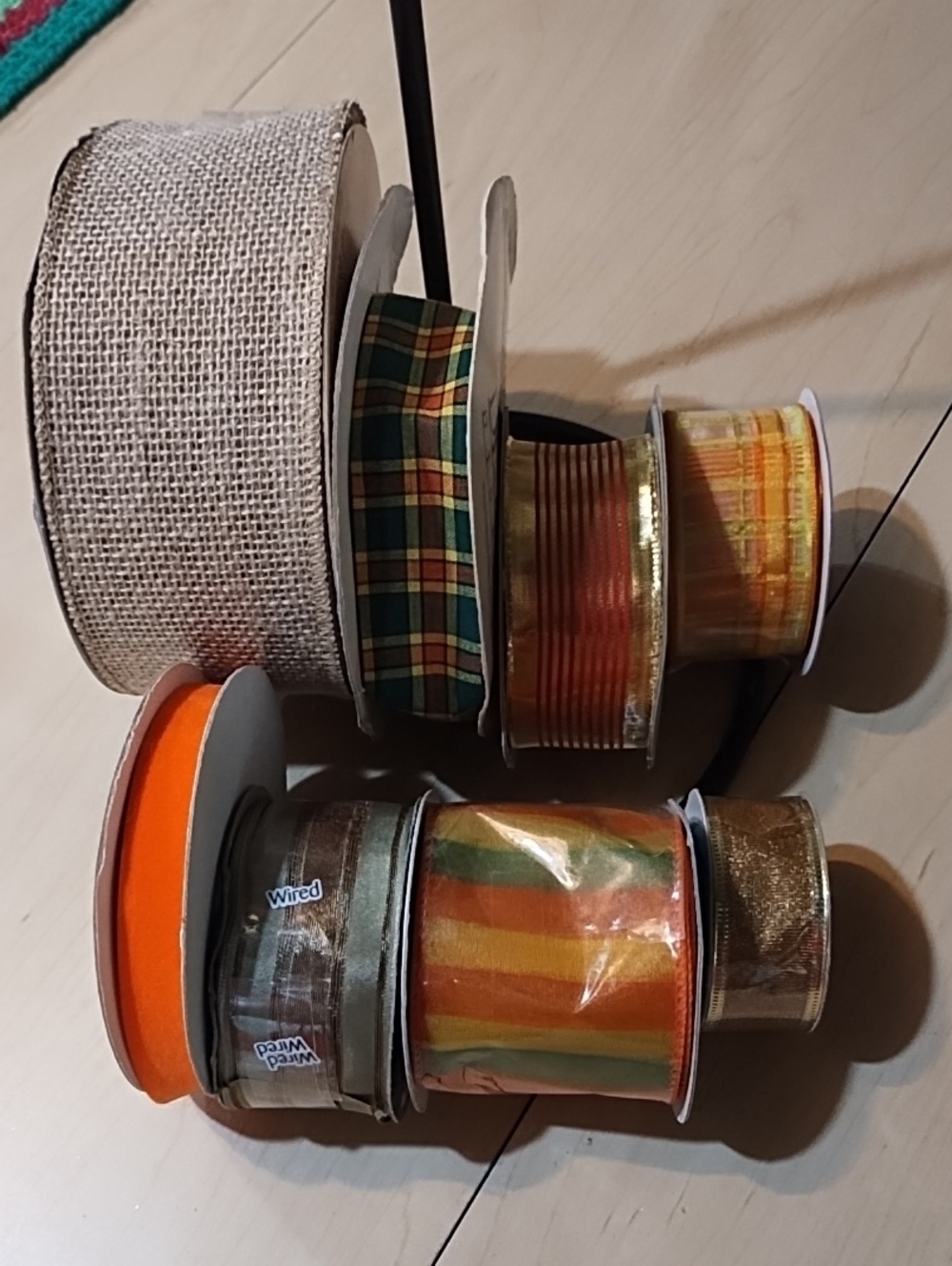 Assorted Decorative Ribbon Bundle Of 8 Orange, Gold, Green Fall Colors. Some NWT